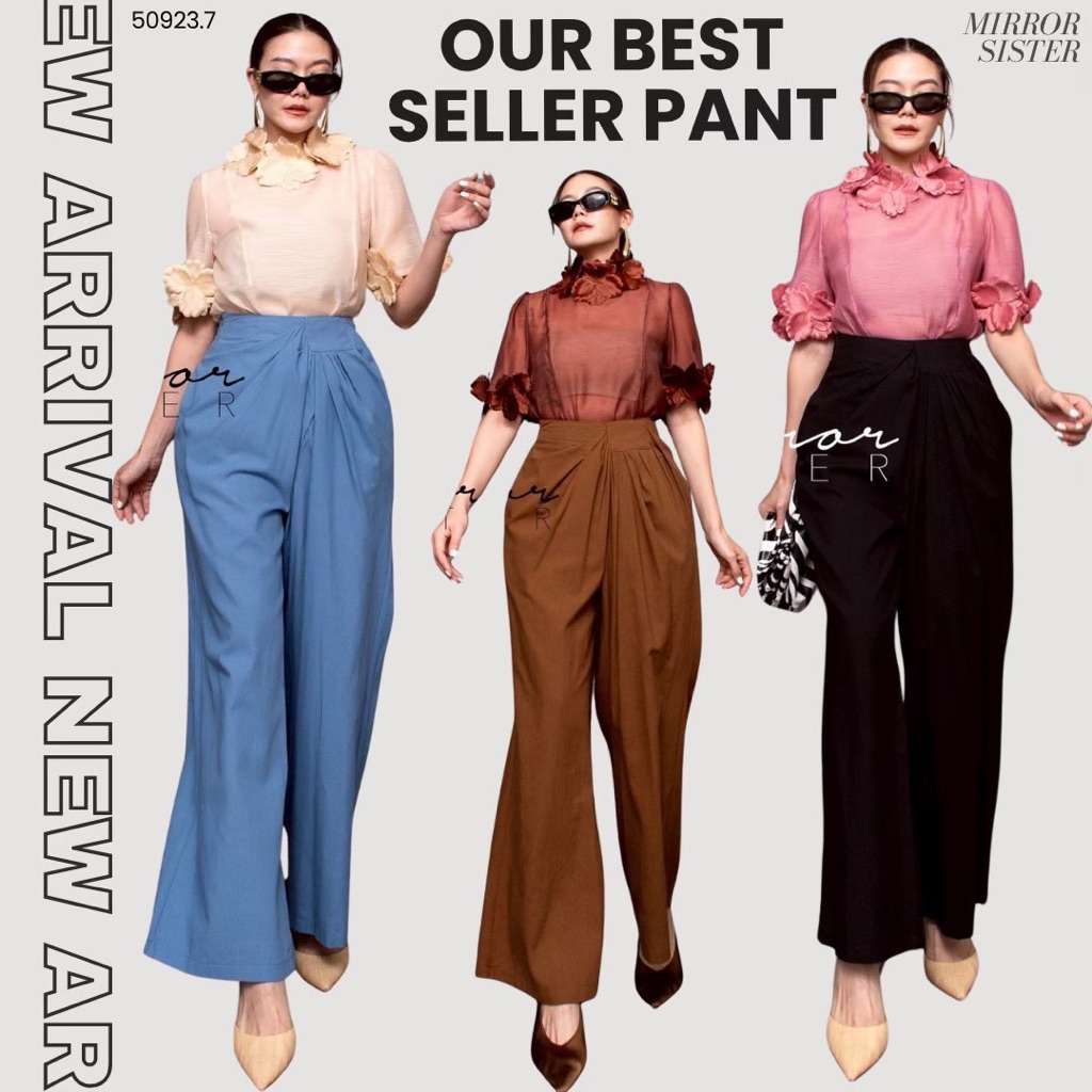 MirrorsisteR 50923.7 กางเกงขายาวเอวสูง ทรงขาตรง สะโพกปล่อย