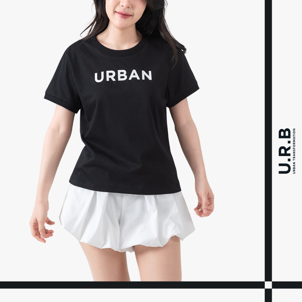 URBAN : WOMEN'S T-SHIRTS เสื้อยืดคอกลมผู้หญิง รุ่น 1UTWT1042 สี Black - แบล็ค