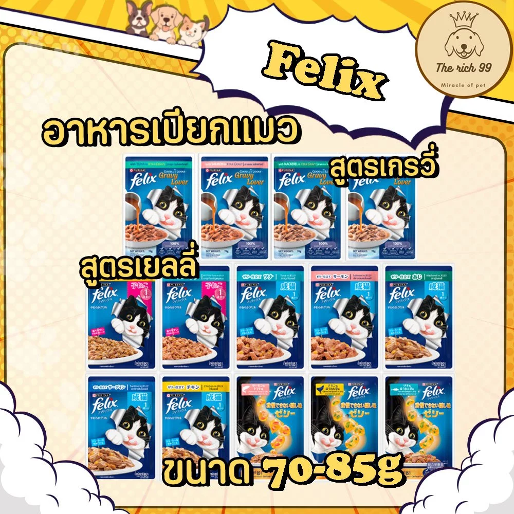 (ซอง) Felix เฟลิกซ์ซอง 70-85 g. 💋ส่งเมื่อซื้อสินค้า 100 บาทขึ้นไป💋