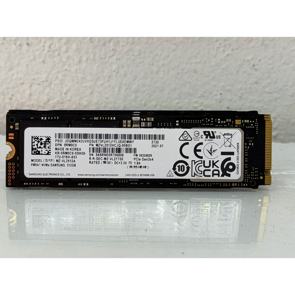 M.2 nvme PM9A1 NVMe SAMSUNG 512GB  ความเร็ว 3500/3500  ใช้งานปกติ