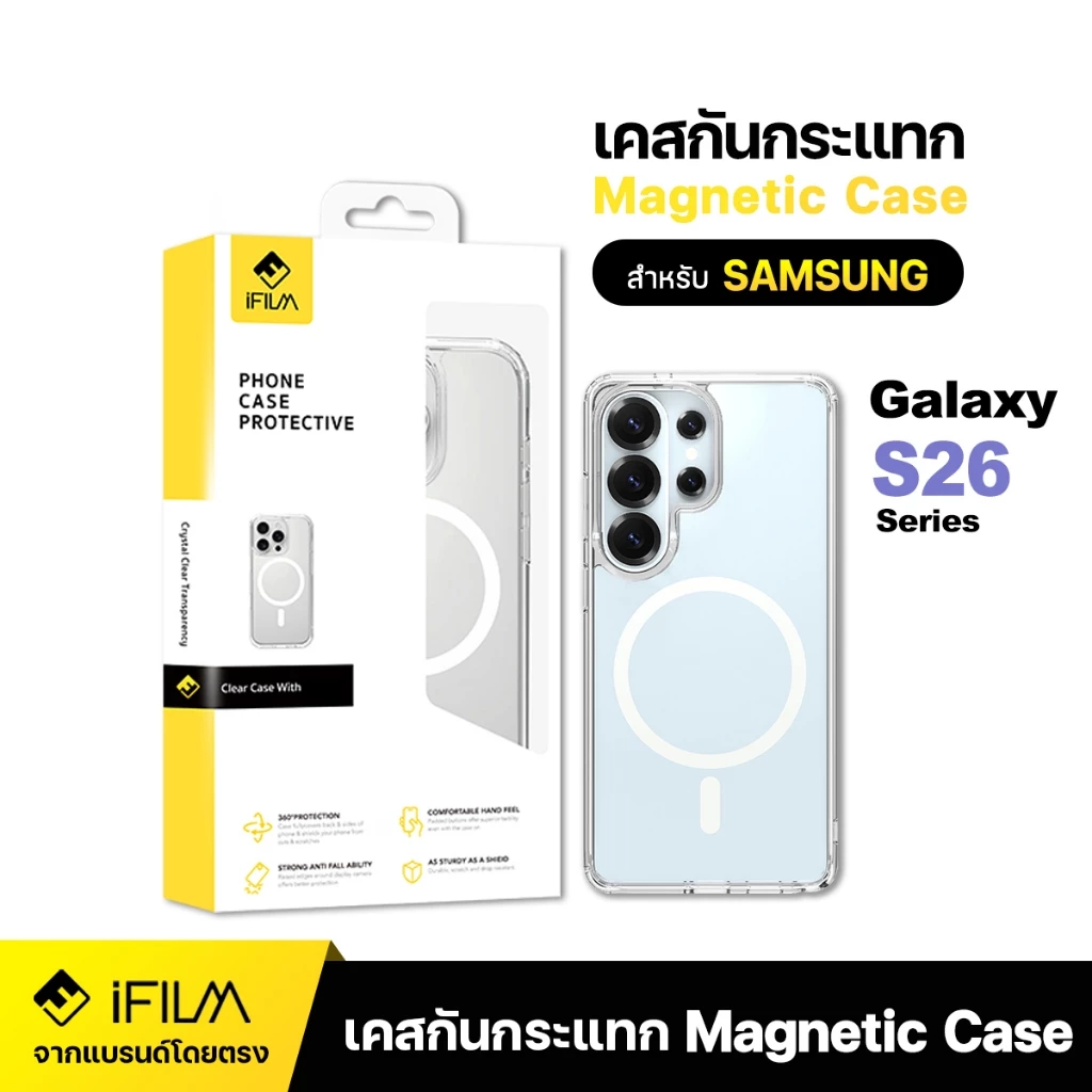iFILM Clear Case เคสกันการแทก For Samsung Galaxy S26 ultra S26 Plus S25 Ultra S24ultra เคสใส เคส แม่เหล็ก