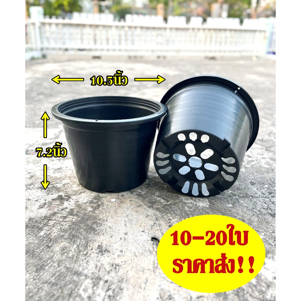กระถางต้นไม้ กระถางพลาสติก กระถางกลม 11นิ้ว สีดำ เซต 5ใบ 10ใบ 20ใบ