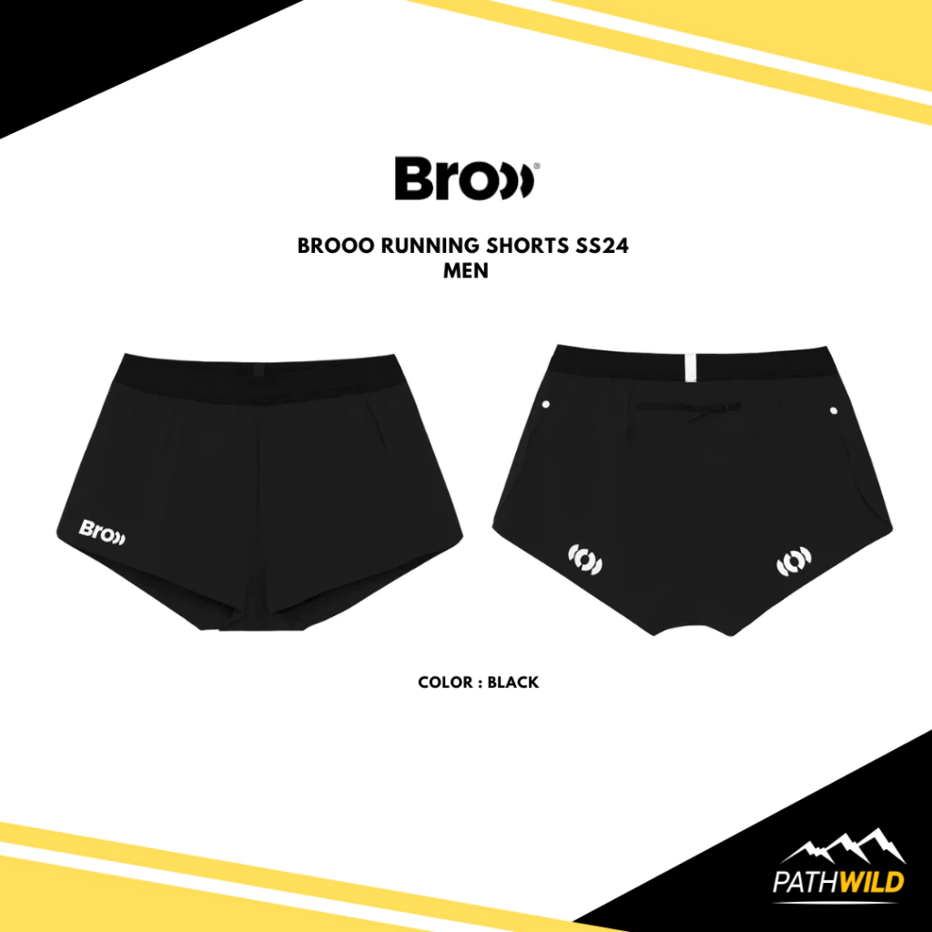 BROOO RUNNING SHORTS SS24 MEN กางเกงวิ่งขาสั้นผู้ชาย ผ้า AERODRY TECH สวมใส่สบาย มีกระเป๋าใส่ของด้านหลัง