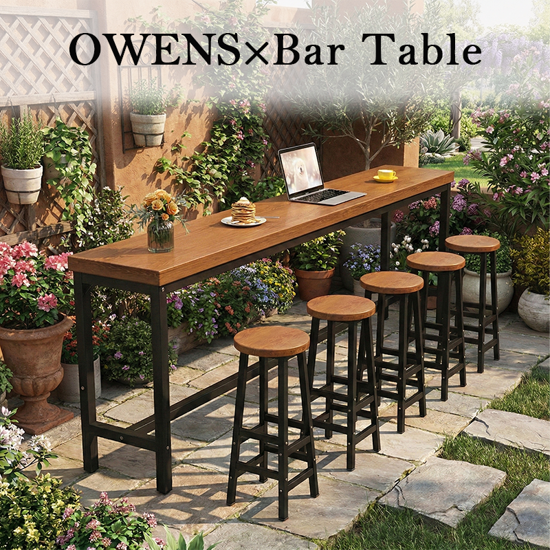 Owens โต๊ะบาร์ 180*30*100CM โต๊ะบาร์สูง โต๊ะบาร์ยาว นำไปใช้กับ ร้านกาแ บาร์ ห้องรับประทานอาหารเหมาะสำหรับลานบ้านและกลางแ