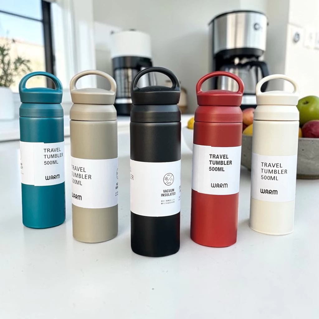 ขวดน้ำเก็บความเย็น กระบอกน้ำ500ML. สแตนเลส304คุณภาพดีราคาประหยัด แข็งแรง พกพาได้ง่าย น้ำหนักเบามีหูหิ้วถือสะดวกสุดๆ