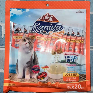 [แพ็ค 20 ซอง] KANIVA Creamy Treat ขนมแมวเลียสูตรพิเศษ เพิ่มความอร่อยแบบดับเบิ้ล ขนาด 15 กรัม