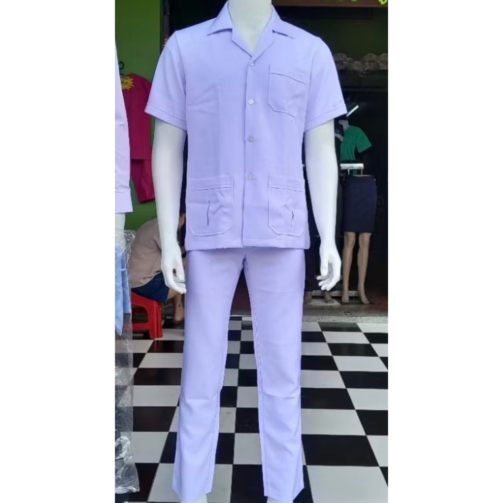 เสื้อบุรุษพยาบาลชาย เฉพาะเสื้อ สีขาวโอโม่ ไม่ปักตรา