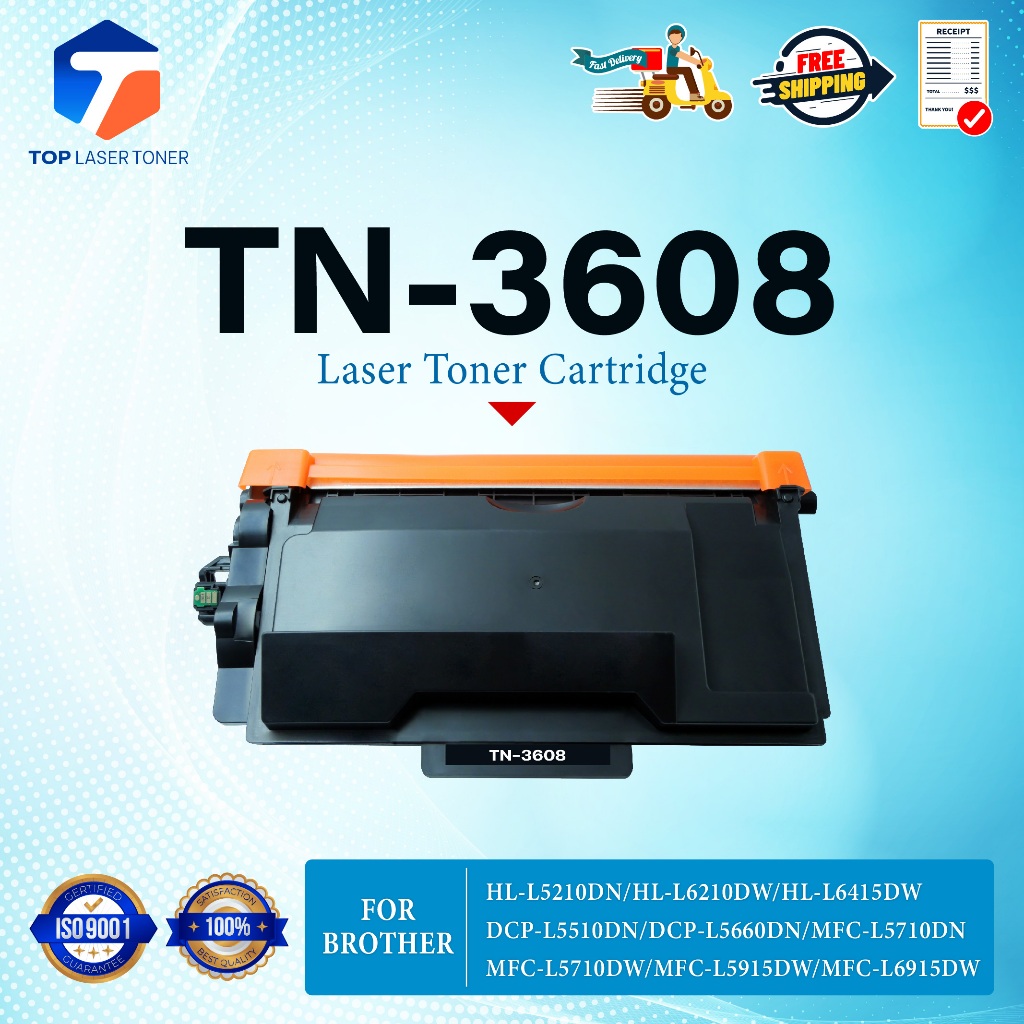 หมึกเทียบเท่า TN 3608/TN3608/TN-3608/TN/3608(DR3608/DR-3608) for Brother HL-L5210DN/HL-L6210DW/HL-L6