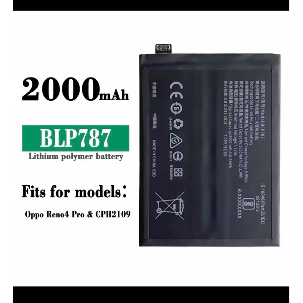 แบตเตอรี่ Oppo Reno 4 Pro BLP787 4000mAh ประกัน 3 เดือน