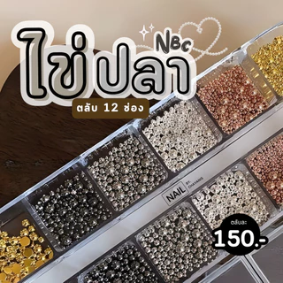 ไข่ปลาตกแต่งเล็บรวมไซส์ 12 ช่อง ตลับยาว NBC