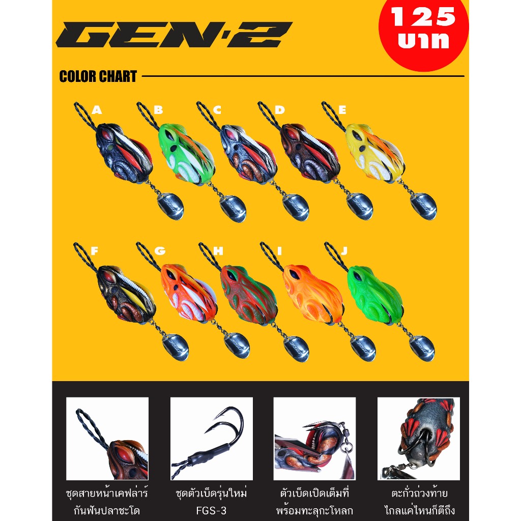 กบยาง GEN2 รุ่นใหม่ล่าสุดสายหน้าแคฟล่าห์ และชุดตัวเบ็ด FGS v.3