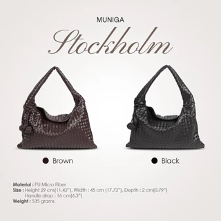 MUNIGA รุ่น Stockholm Woven Bag กระเป๋าสาน สะพายไหล่ กระเป๋าใส่โน๊ตบุ๊คได้ กระเป๋าใส่ไอแพด Best Seller