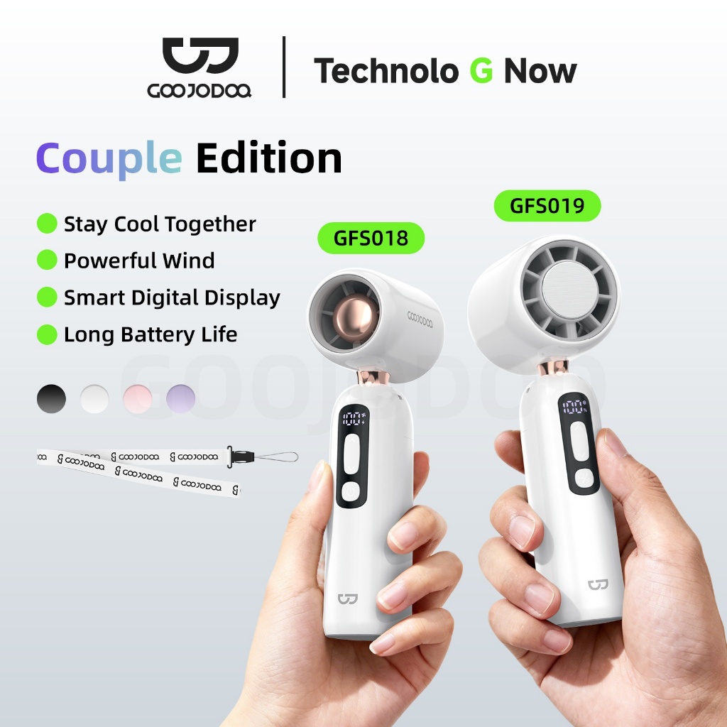 GOOJODOQ Gfs018 Gfs019 พัดลมพกพา 2000mah พัดลม Type C พร้อมจอแสดงผล พัดลมไอเย็น 100 ระดับ