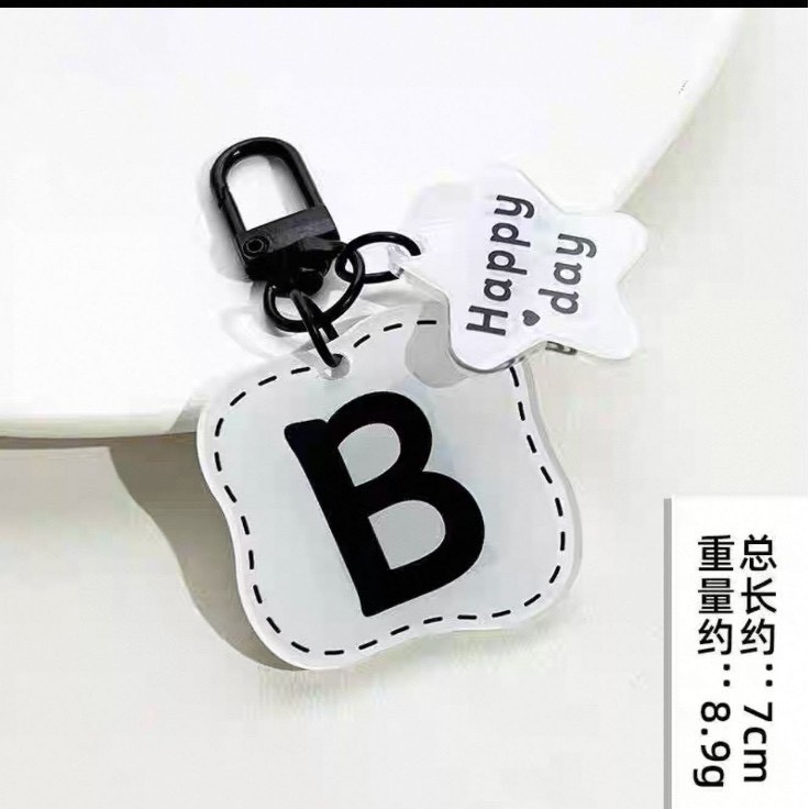 พวงกุญแจ ตัวอักษร พวงกุญแจตกแต่ง A-Z มีครบ งานดี มินิมอล ขาว-ดำ