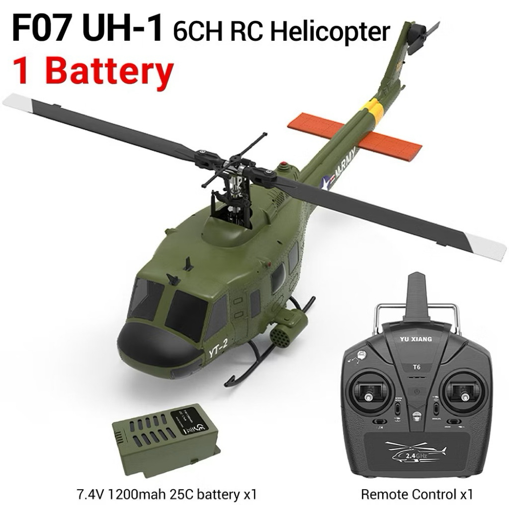 🇹🇭Yuxiang F07 UH-1 เฮลิคอปเตอร์ Aileronless 2.4G 6CH มอเตอร์คู่ 6 แกน Gyro RC Airplan
