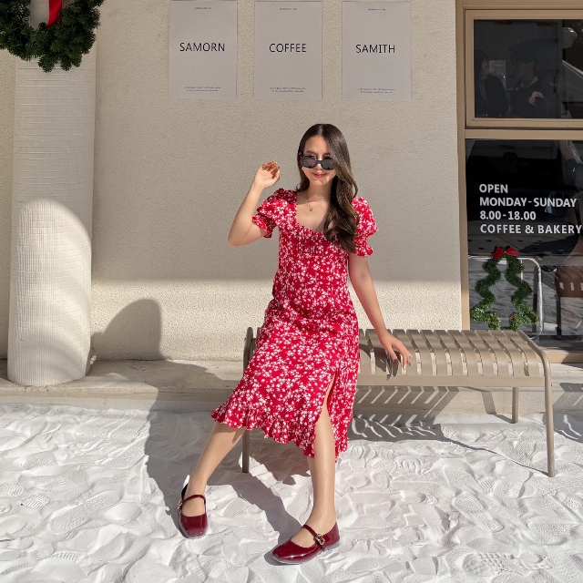 MyWay Brand : Dress - Rihanna เดรสสีแดง คริสมาสต์ ตรุษจีน