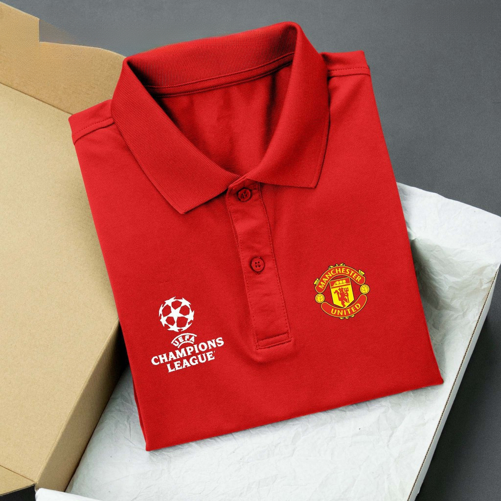 เสื้อโปโลแขนสั้นผ้าฝ้าย 100% สำหรับผู้ชาย ลายสโมสรแมนเชสเตอร์ยูไนเต็ด พร้อมส่ง สวมใส่สบาย เหมาะสำหรับฤดูร้อน