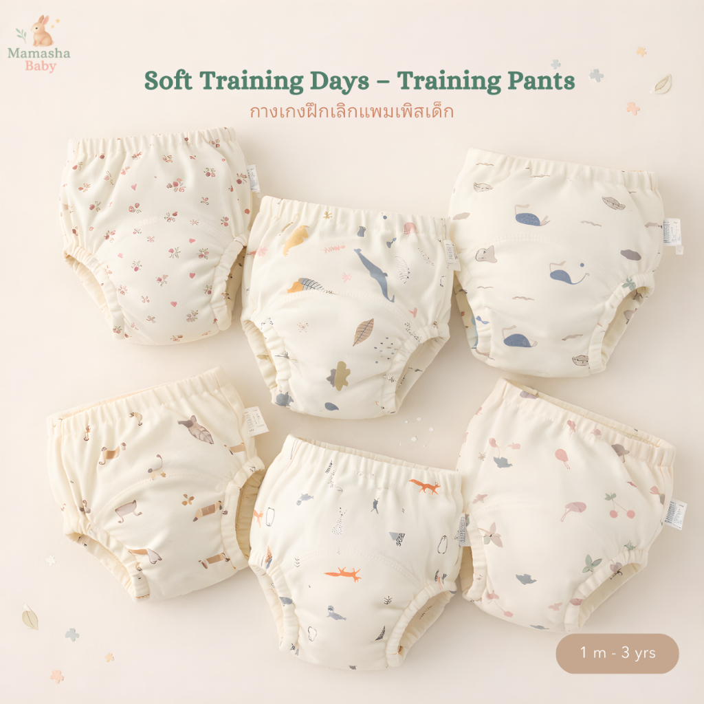 [Mamasha] กางเกงฝึกเลิกแพมเพิส รุ่น Soft Training Days ผ้านุ่ม ซึมซับดี ระบายอากาศดี