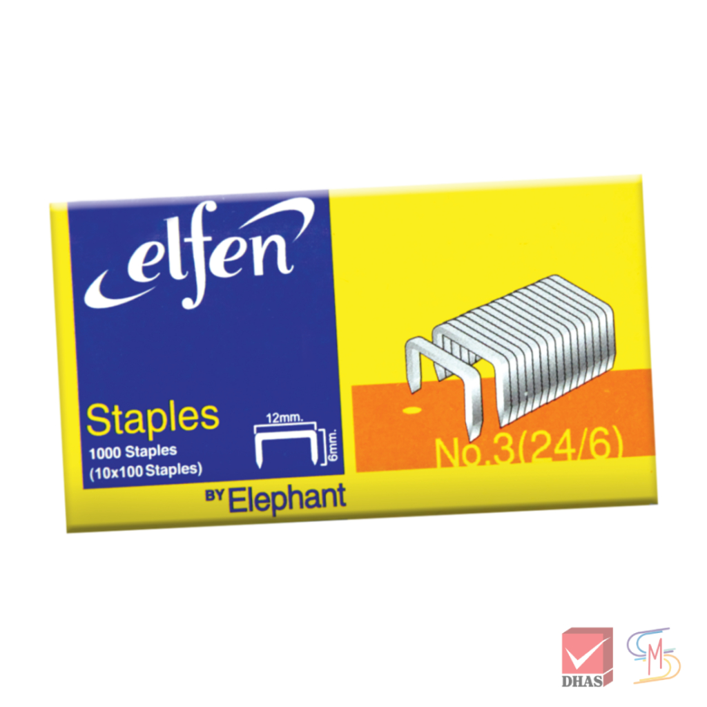 Elfen เอลเฟ่น ลวดเย็บกระดาษ เบอร์ 3 (24/6) จำนวน 1 กล่อง