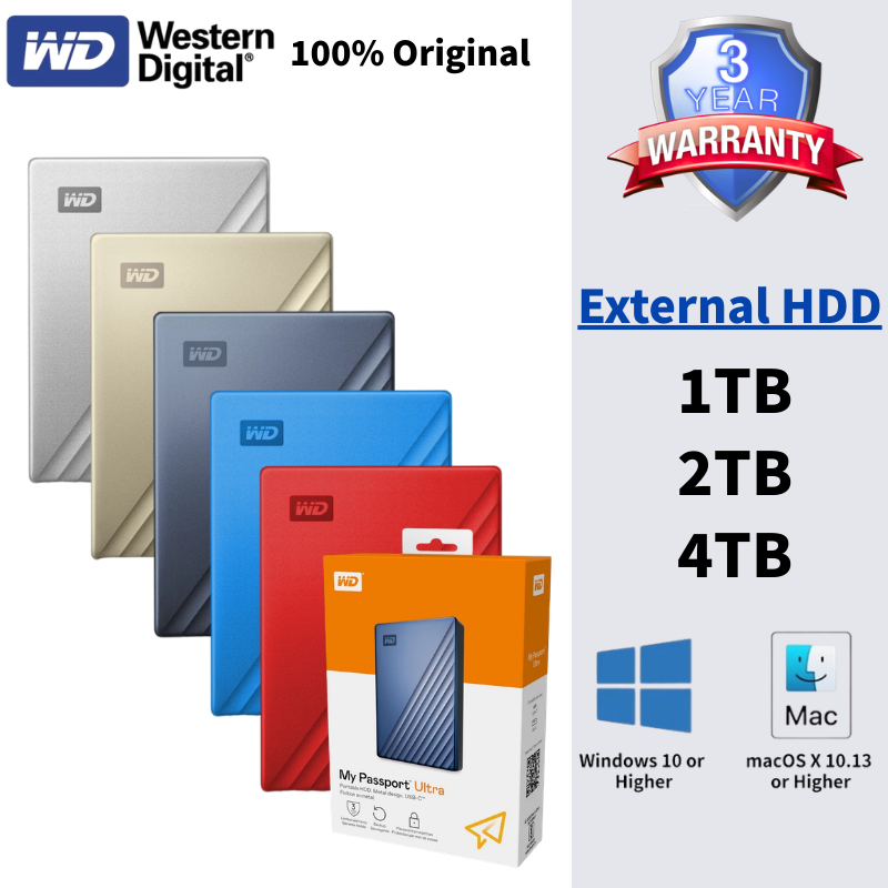 ของแท้ ฮาร์ดดิสก์พกพา My passport Ultra Hdd external 1tb 2tb 4tb Portable hard drives 2.5'' Hard Disk USB3.0