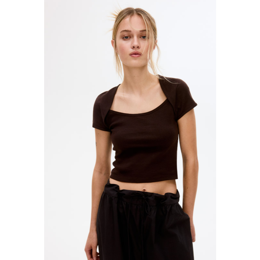 H&M(เอชแอนด์เอ็ม) เสื้อคอตั้งผ้าฝ้ายทรงสกูป ผู้หญิง 1316980_1