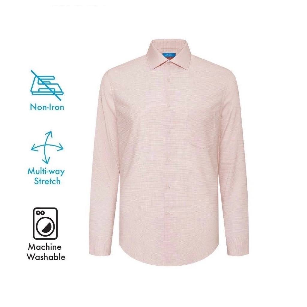 G2000 เสื้อเชิ้ตผู้ชายสีชมพู ทรง SMART FIT เสื้อเชิ้ตทำงานแขนยาว Non Iron