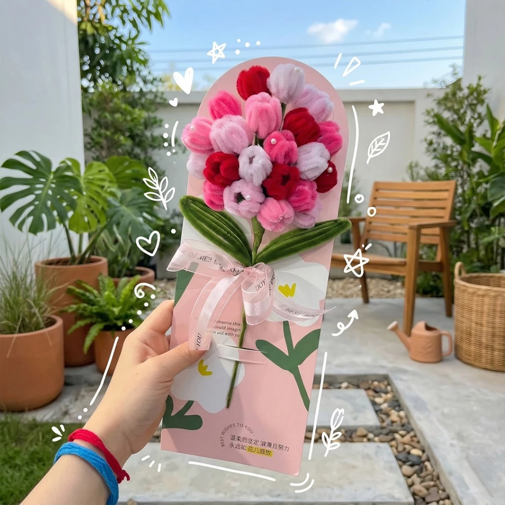 ช่อดอกไม้ทิวลิปเล็ก กระดาษแบบถือ สไตล์มินิมอล | ผลิต 2–3 วัน | wanpises thumbnail 8