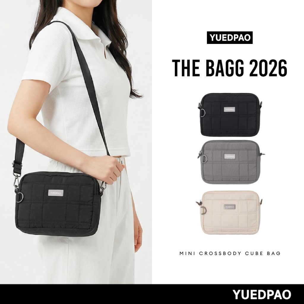 Yuedpao Mini Crossbody Cube Bag กระเป๋าสะพายข้าง กระเป๋าอเนกประสงค์ กระเป๋ายืดเปล่า ผ้าไนล่อนกันน้ำ 