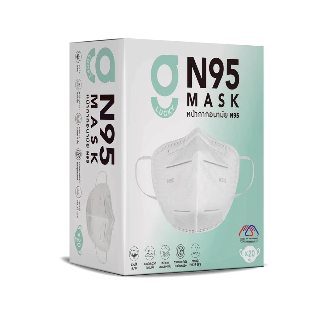 หน้ากากอนามัย N95 จีลัคกี้ แมสทรง 3 มิติ หนา 4 ชั้น G LUCKY N95 Mask 4-Layer