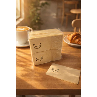 กระดาษพันแก้วกาแฟ ขนาด 33X33 ซม. หนา 1 ชั้น พับ 8 พิมพ์ 1 สี คละลาย เลือกลายไม่ได้ ลายอิโมจิ ยิ้ม Code : A042
