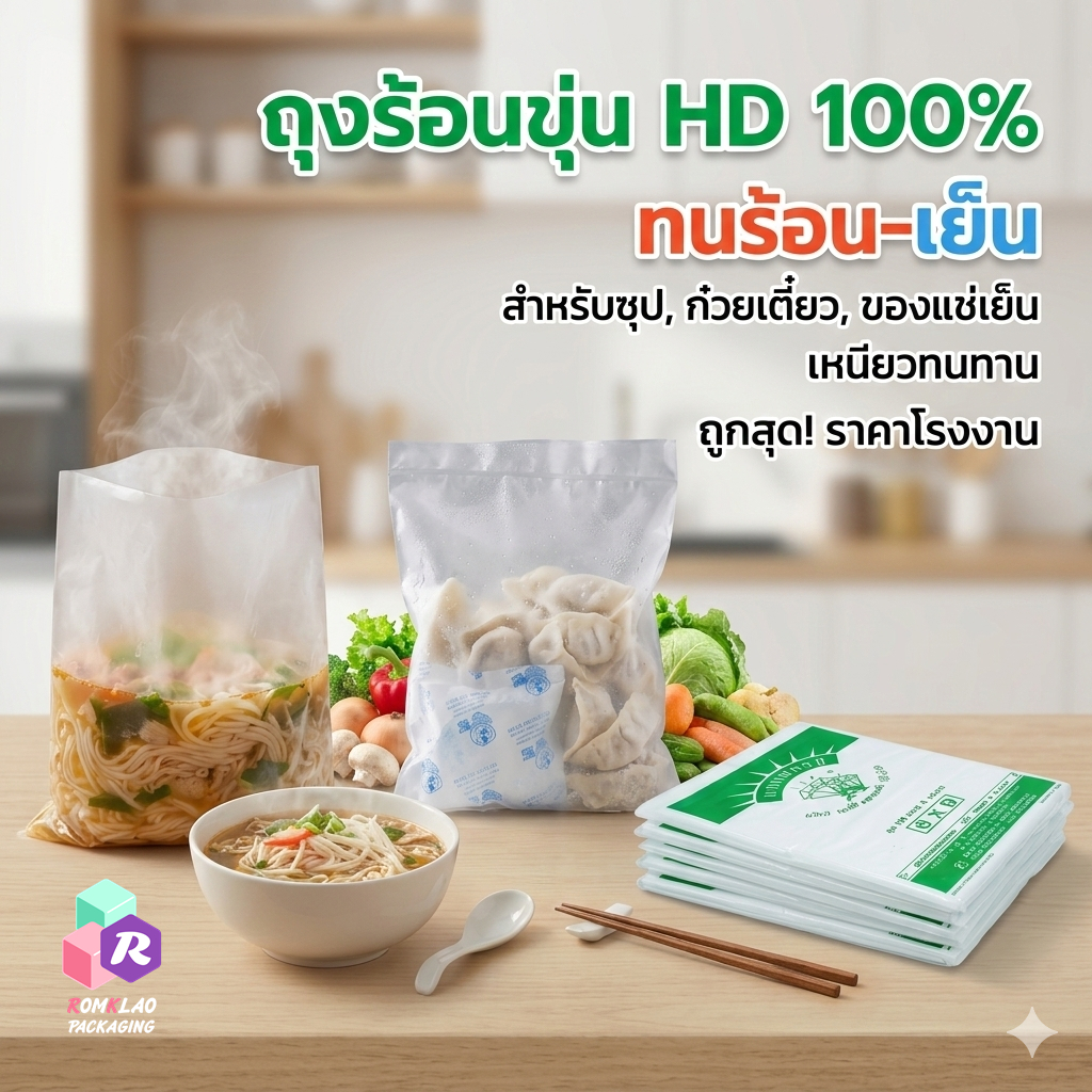 [มีสินค้า] ถุงร้อนขุ่น HD100% ตราเพชร ถุงใส่แกง ถุงก๋วยเตี๋ยว เนื้อเหนียวทนร้อนได้ดีเยี่ยม ราคาถูกที่สุด ส่งตรงจากโรงงาน