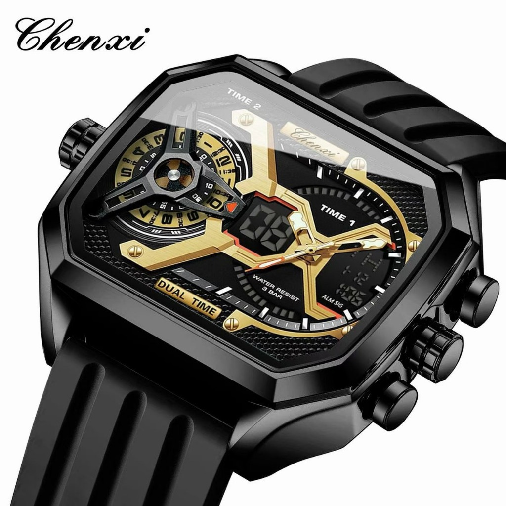Chenxi Dual Time Sport Series นาฬิกาข้อมือผู้ชายมีความความแกร่งและฟังก์ชันครบ