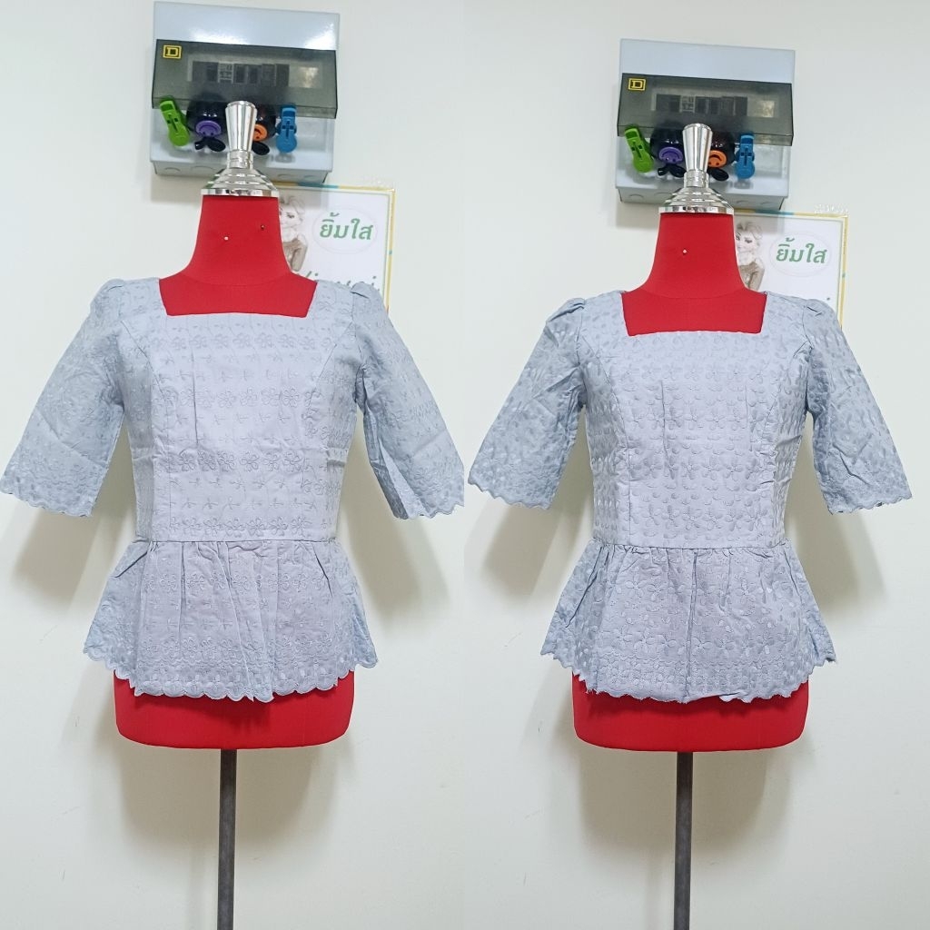 ห้องเสื้อ Sitra *อกเสื้อ 33* เสื้อแขนสั้น ผ้าคอตตอนปักลาย