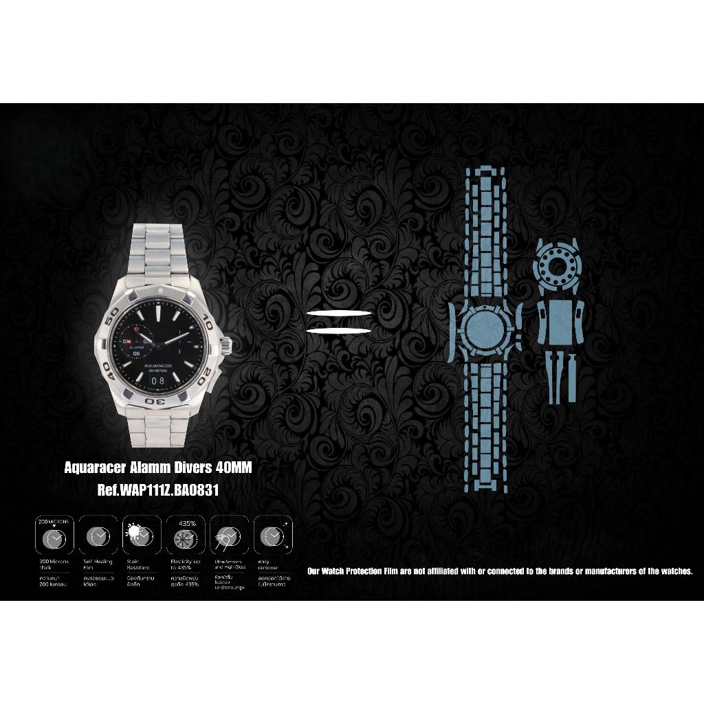 ฟิล์มป้องกันรอยนาฬิกา Watch Protection Film for Tag Heuer Aquaracer Alarm Divers 40MM Ref.WAP111Z.BA