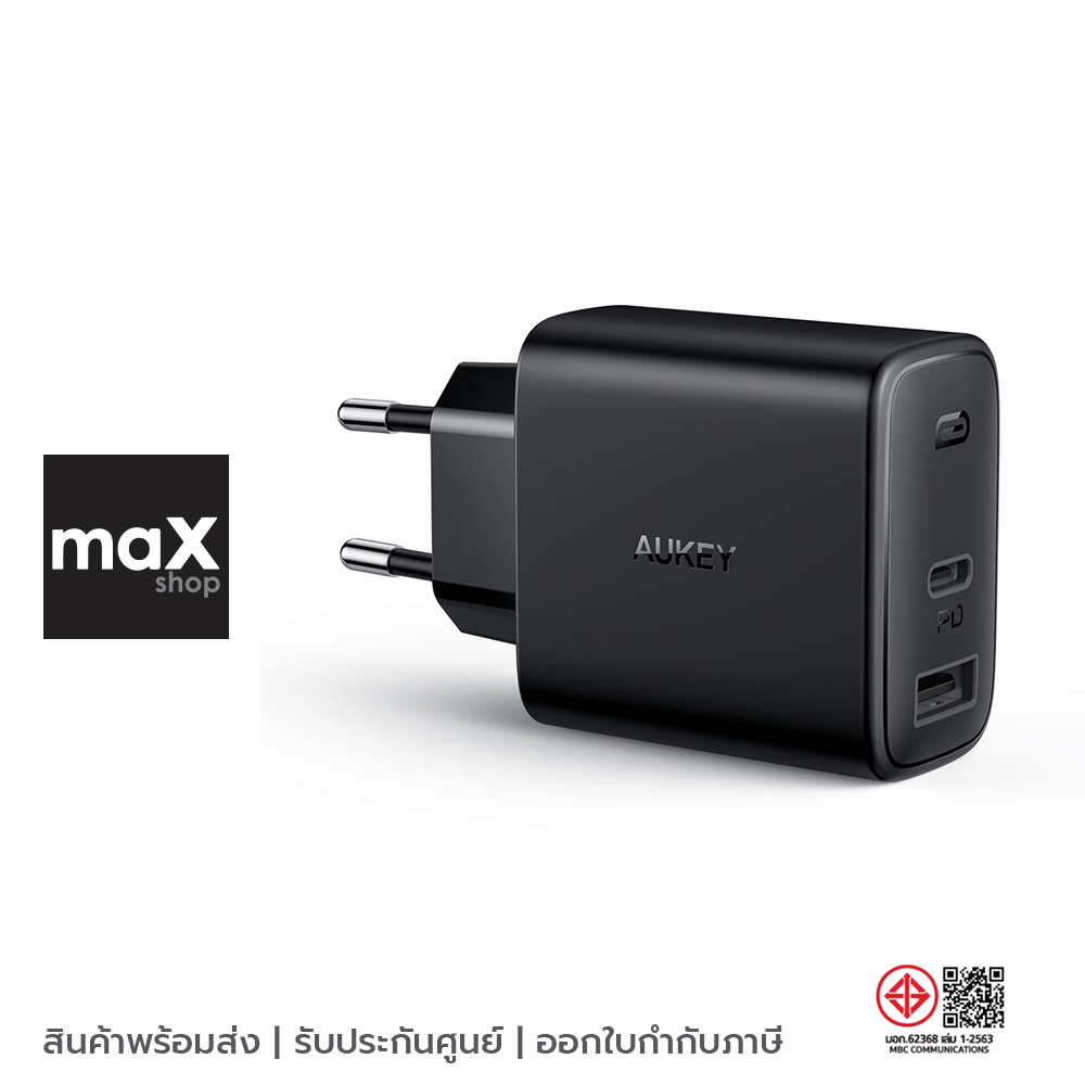 AUKEY หัวชาร์จเร็ว 32W 2 ช่อง สีดำ รุ่น PA-F3S