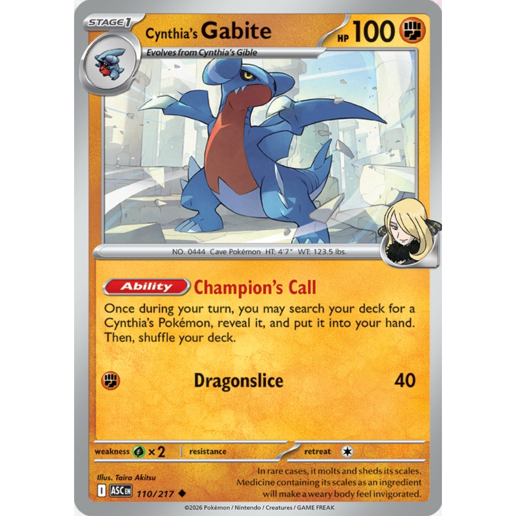 Pokemon card EN Cynthia’s Gabite-Energy Reverse Holo
