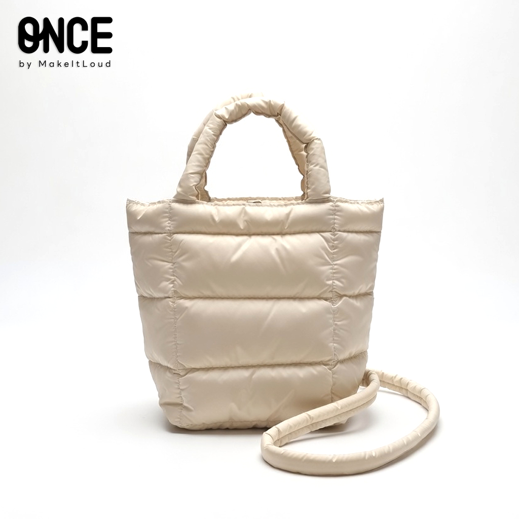 ONCE Puffy Crossbody Bag กระเป๋าผ้านุ่มนิ่มสีครีม