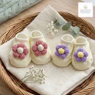 [พร้อมส่ง]ถุงเท้าเด็กอ่อนน่ารัก รุ่นDaisy love ถุงเท้าข้อสั้น
