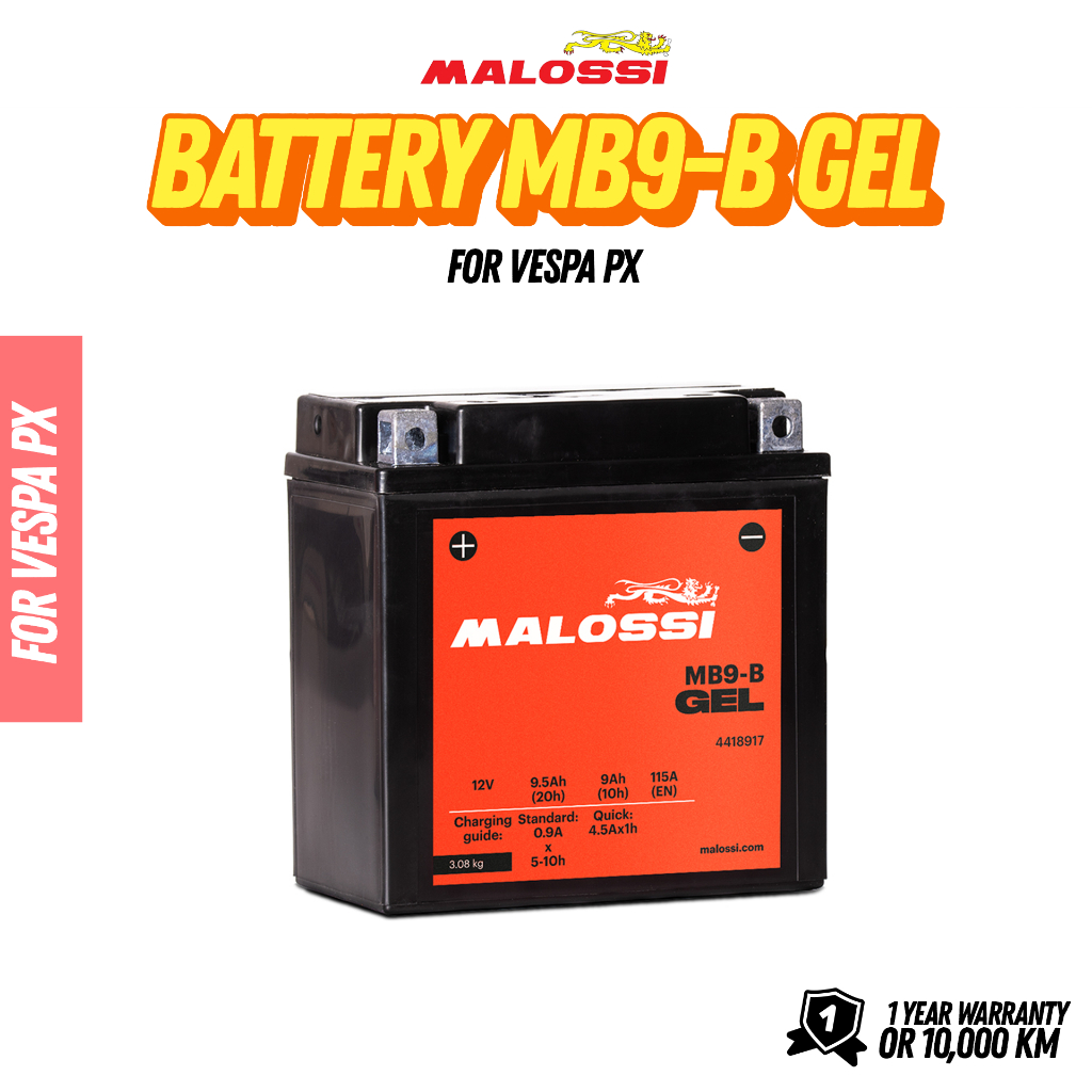 แบตเตอรี่เจล MB9-B  MALOSSI สำหรับ VESPA PX (4418917)