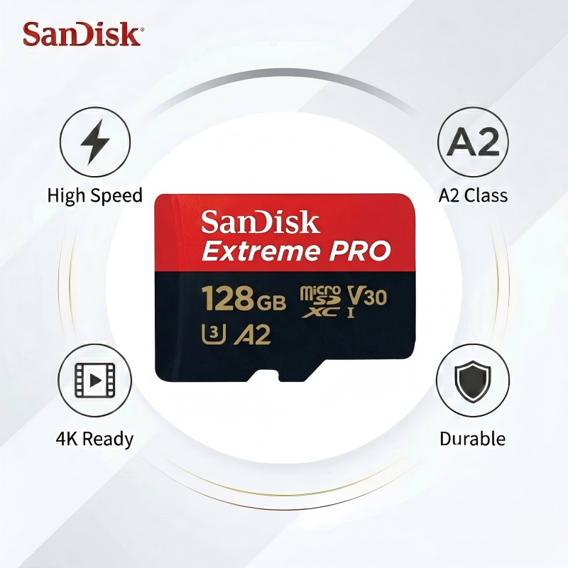 Micro SD Card SanDisk Extreme Pro 256GB ความเร็ว U3 - สำหรับเกมมิ่ง กล้อง DSLR โทรศัพท์ Android