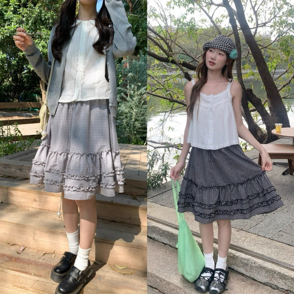 Somedays | 🐰Yuko Skirts กระโปรงลายตารางสไตล์พส.เกาหลีญี่ปุ่น