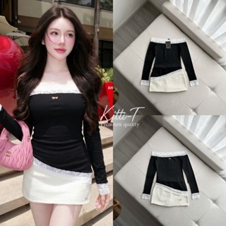 KITTI-T  KT 1284 Set เสื้อเปิดไหล่แขนยาว-black