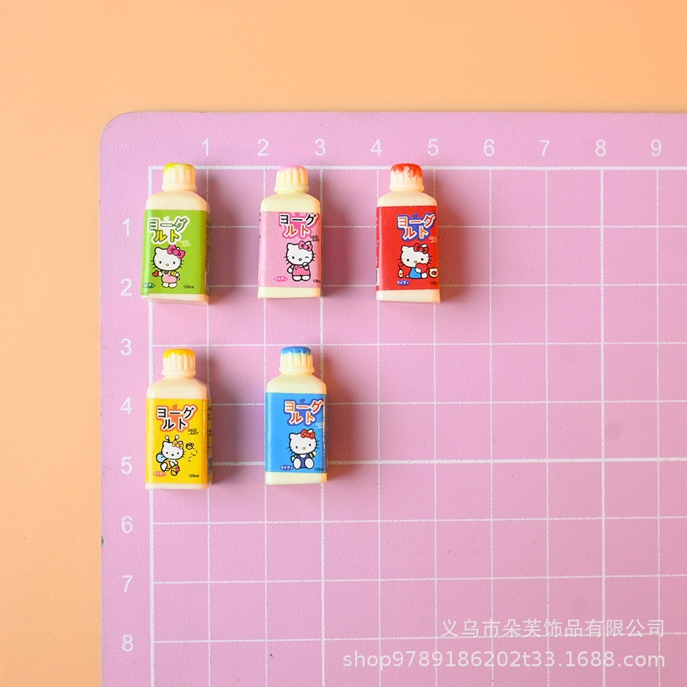 j490 ขวดโยเกิร์ตแมวผสมของจิ๋วแพ็คละ 10 ชิ้น ของเล่นจิ๋วจำลองงานdiy
