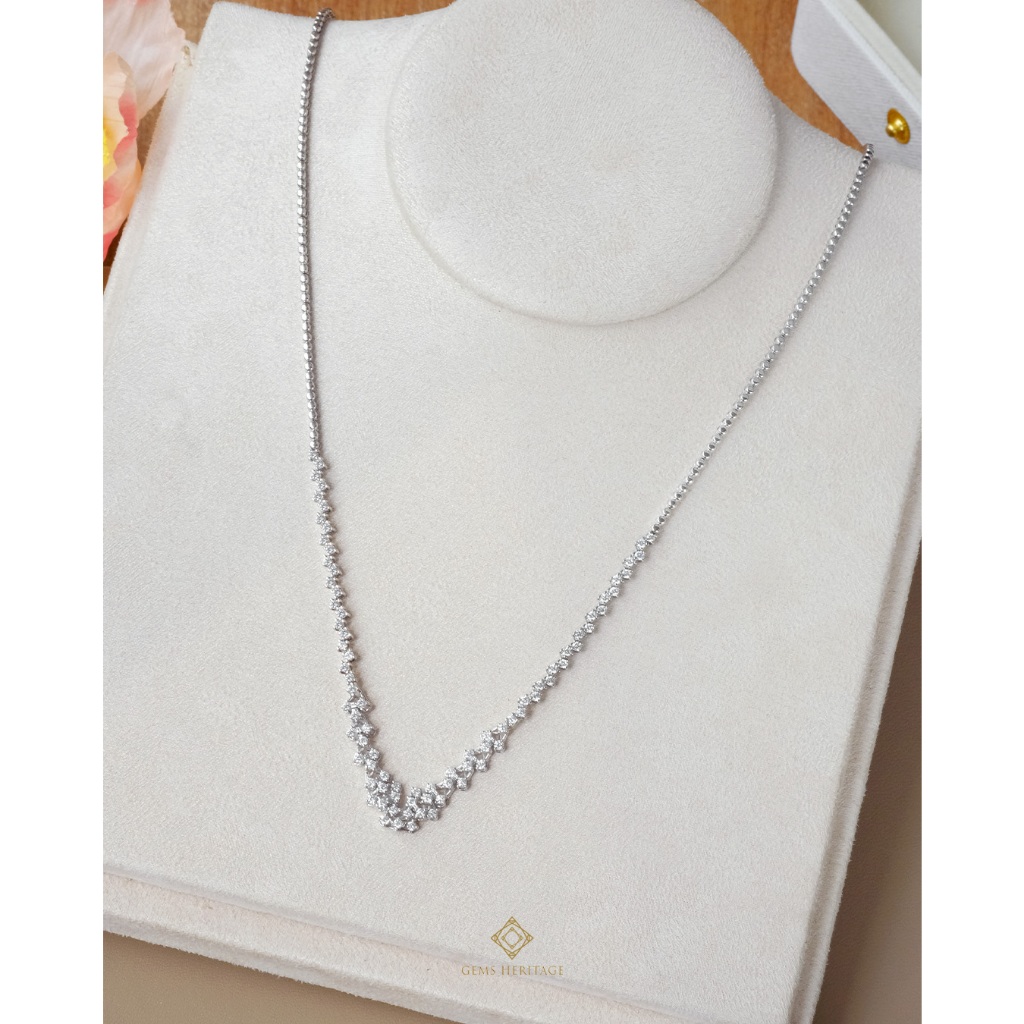 Gems heritage : สร้อยคอเพชรแท้ ตัวเรือน 18k พร้อมใบรับประกัน (nlwg23-1)