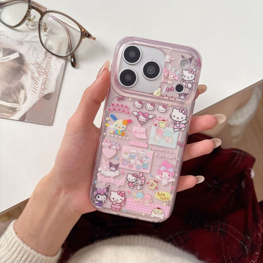 [13,14-17PM] SALE เคสงานมีตำหนิ เคสใสชมพูรวมน้องซาน งานกลิตเตอร์ เคสไอโฟน พร้อมส่ง เคสสำหรับ IPHONE CASE