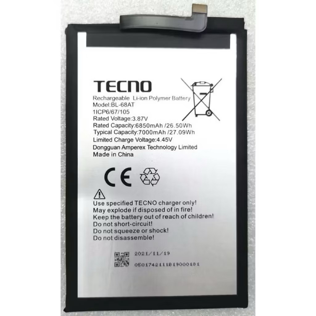 แบตเตอรี่ Tecno POVA 2 / LE7 (BL-68AT) Mobile Phone Battery 7000mAh bl68at 68at BL-68AT แบต Tecno PO