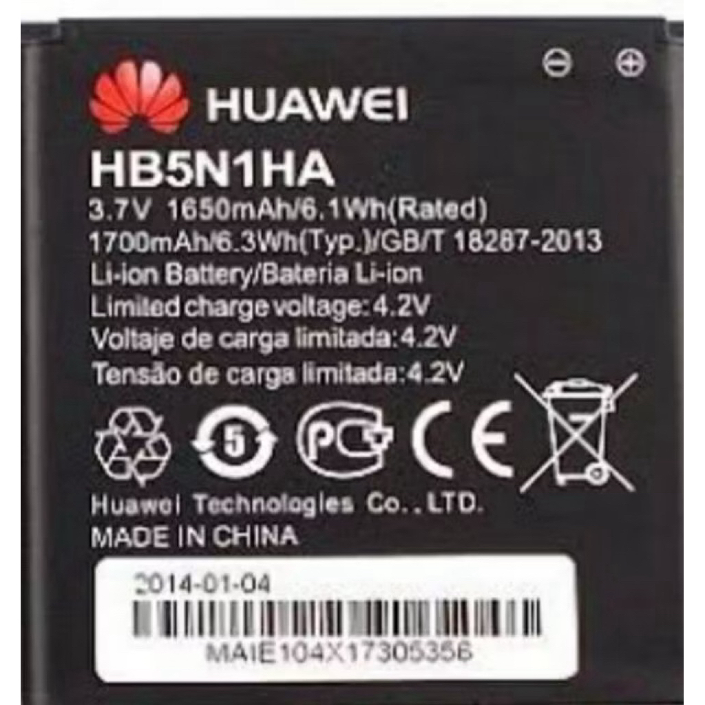แบตเตอรี่ Huawei HB5N1HA /D300/U8818/ U8815/ U8680/ U8730 /G300/ G330/ Y330 /U8825/ V8825 รับประกัน 