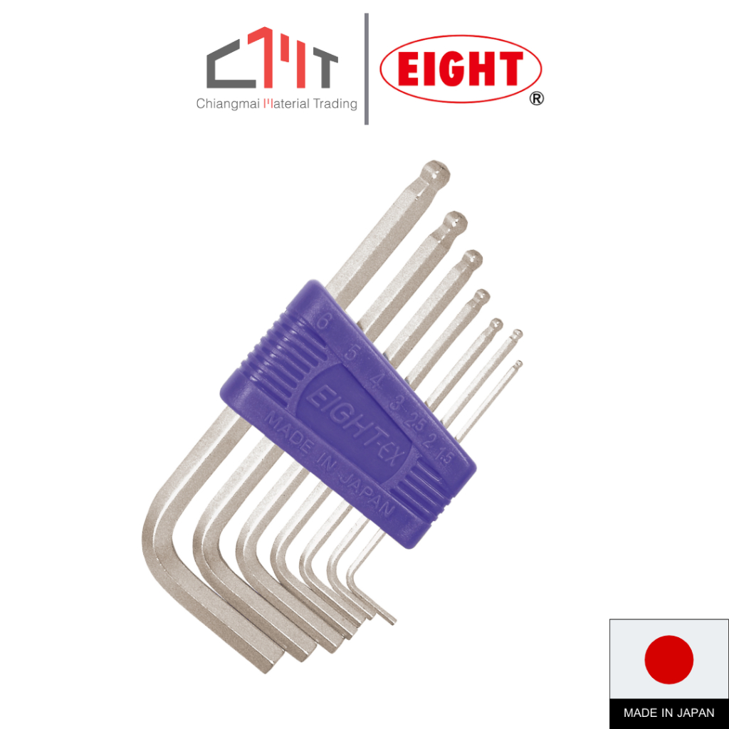 EIGHT ประแจหัวบอลเตเปร์สั้นสีขาว 7 - 9 ตัว 1.5 - 10 MM TS-7S, TS-8, TS-9