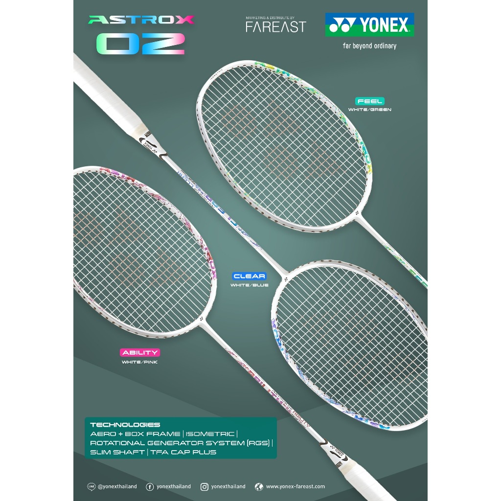 ไม้แบดมินตัน YONEX ASTROX 02 ABILITY / CLEAR / FEEL
