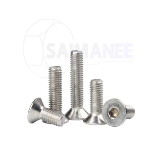 น็อต สกรู หัวจม เตเปอร์ สแตนเลส 304 เกลียวมิล หยาบ M6 /Flat Head Hexagon Socket Machine Screw SUS304